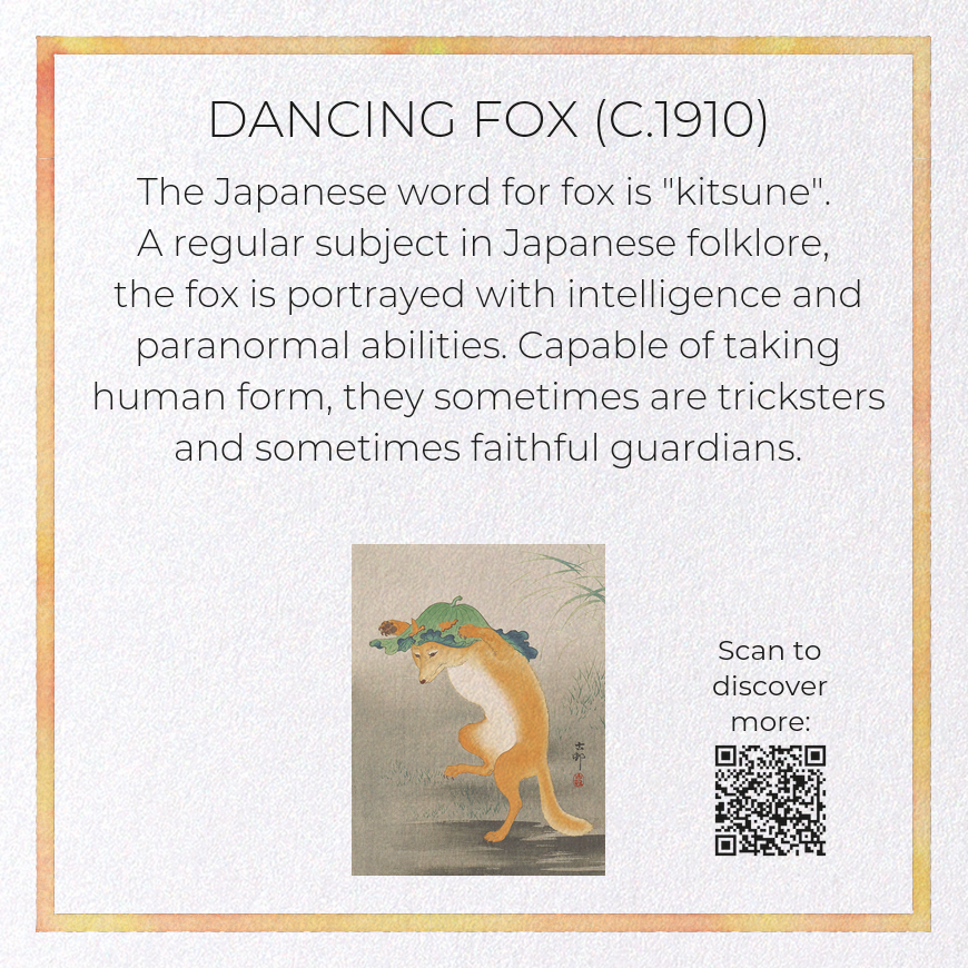 DANCING FOX (C.1910): Japanese Greeting Card