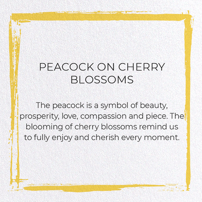 PEACOCK ON CHERRY BLOSSOMS: Japanese Greeting Card
