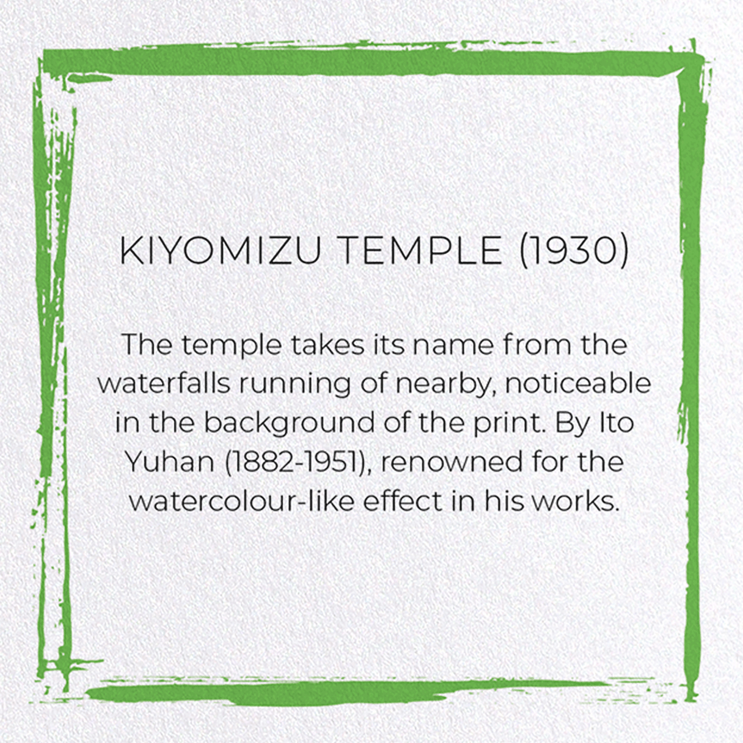 KIYOMIZU TEMPLE (1930): Japanese Greeting Card