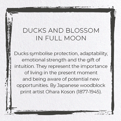 DUCKS AND BLOSSOM IN FULL MOON: Japanese Greeting Card