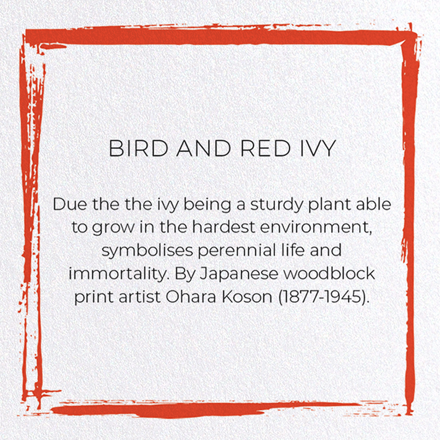 BIRD AND RED IVY: Japanese Greeting Card