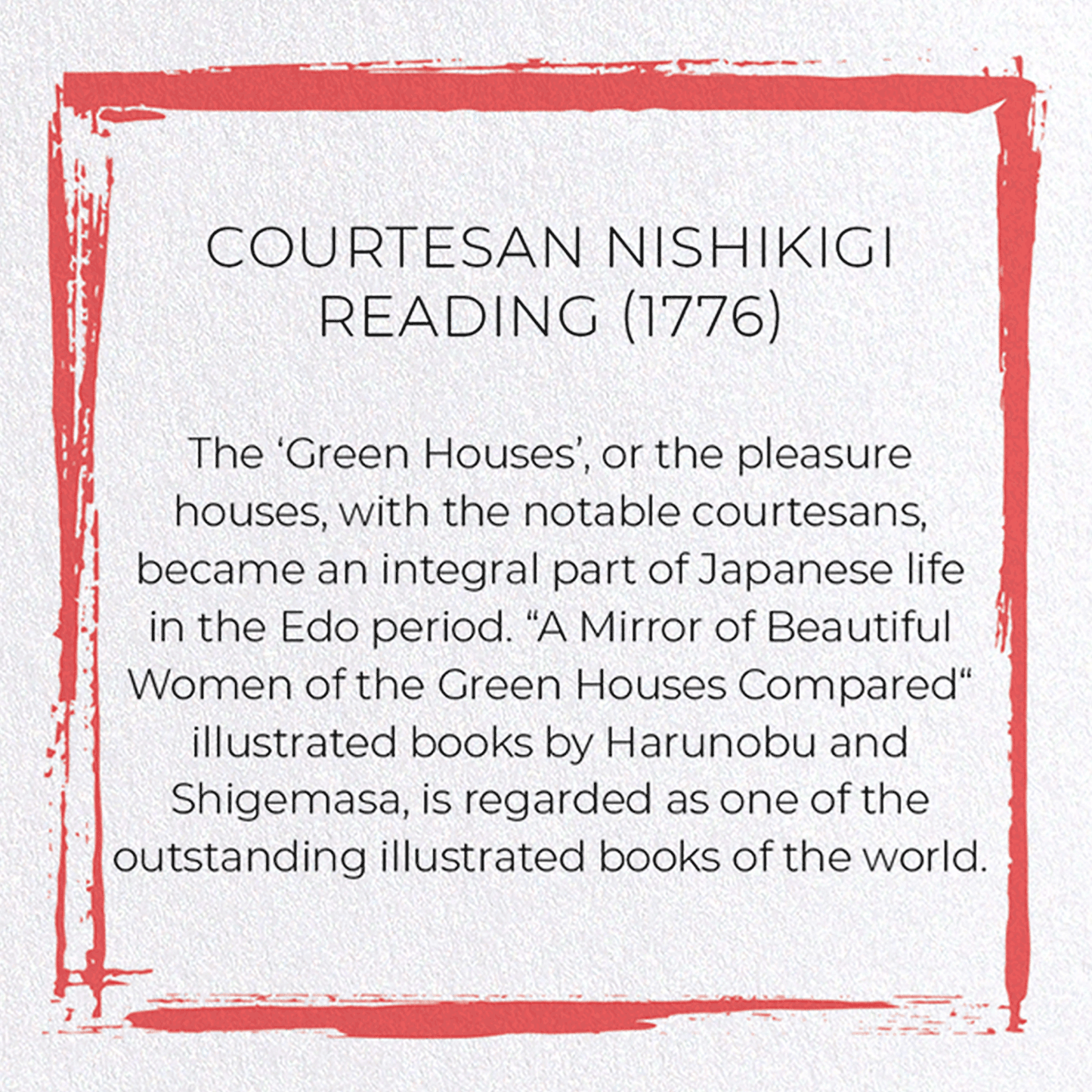 COURTESAN NISHIKIGI READING (1776): Japanese Greeting Card