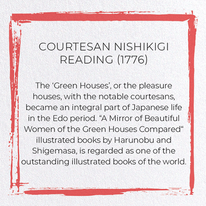 COURTESAN NISHIKIGI READING (1776): Japanese Greeting Card