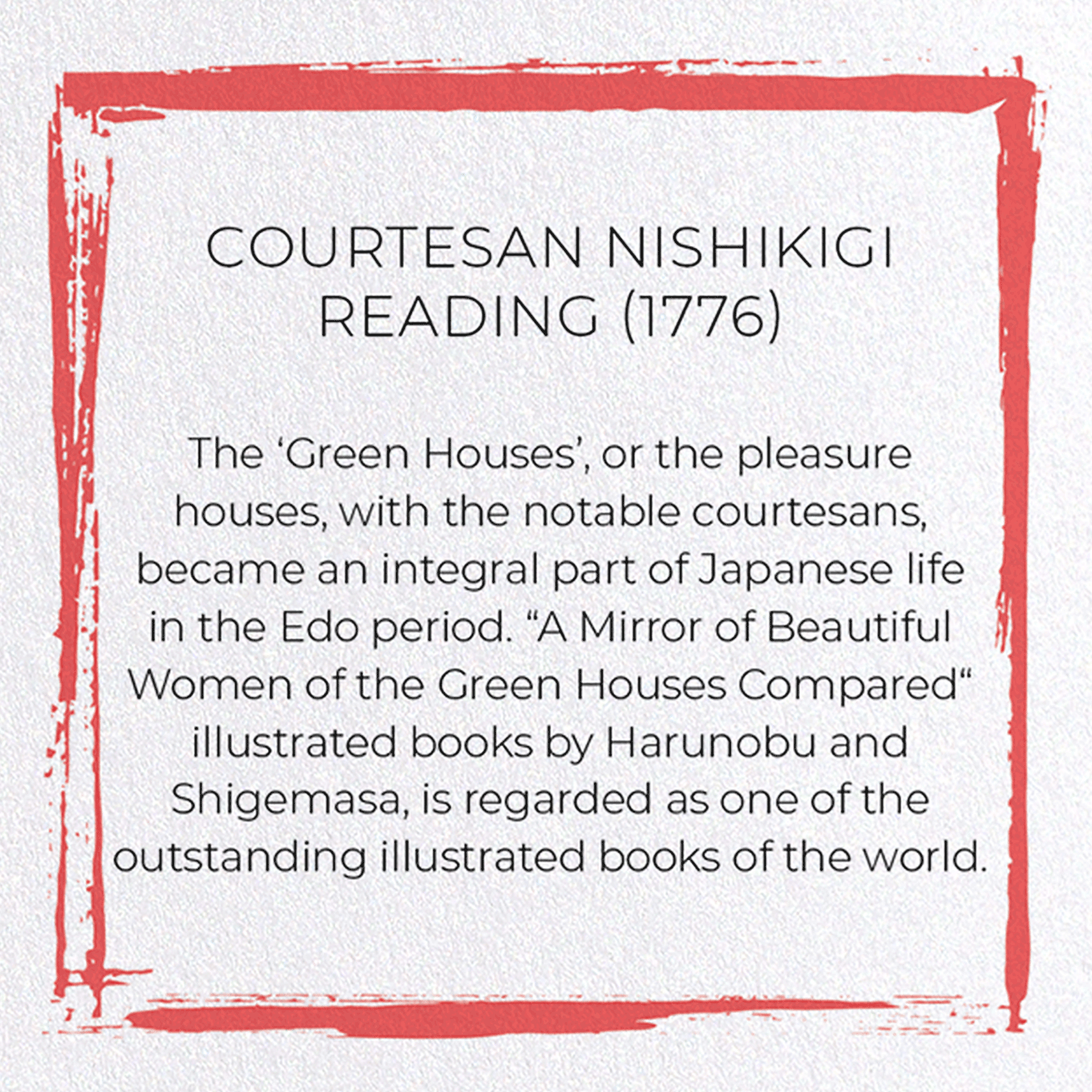 COURTESAN NISHIKIGI READING (1776): Japanese Greeting Card