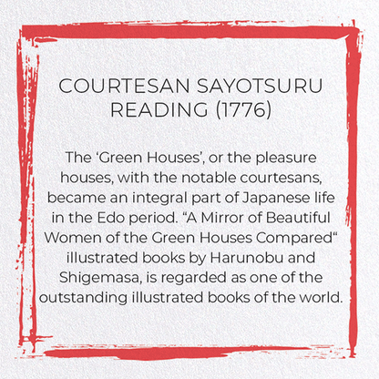 COURTESAN SAYOTSURU READING (1776): Japanese Greeting Card