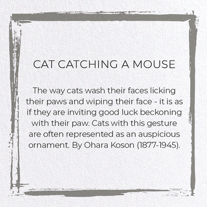 CAT CATCHING A MOUSE: Japanese Greeting Card