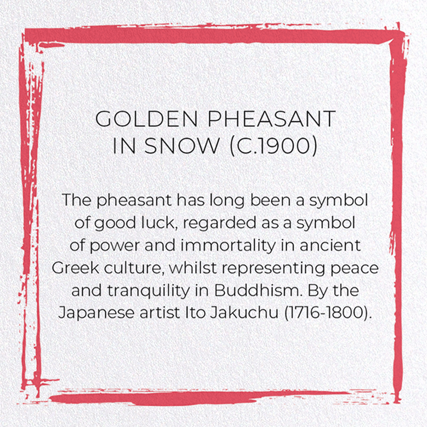 GOLDEN PHEASANT IN SNOW (C.1900): Japanese Greeting Card