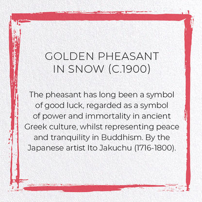 GOLDEN PHEASANT IN SNOW (C.1900): Japanese Greeting Card