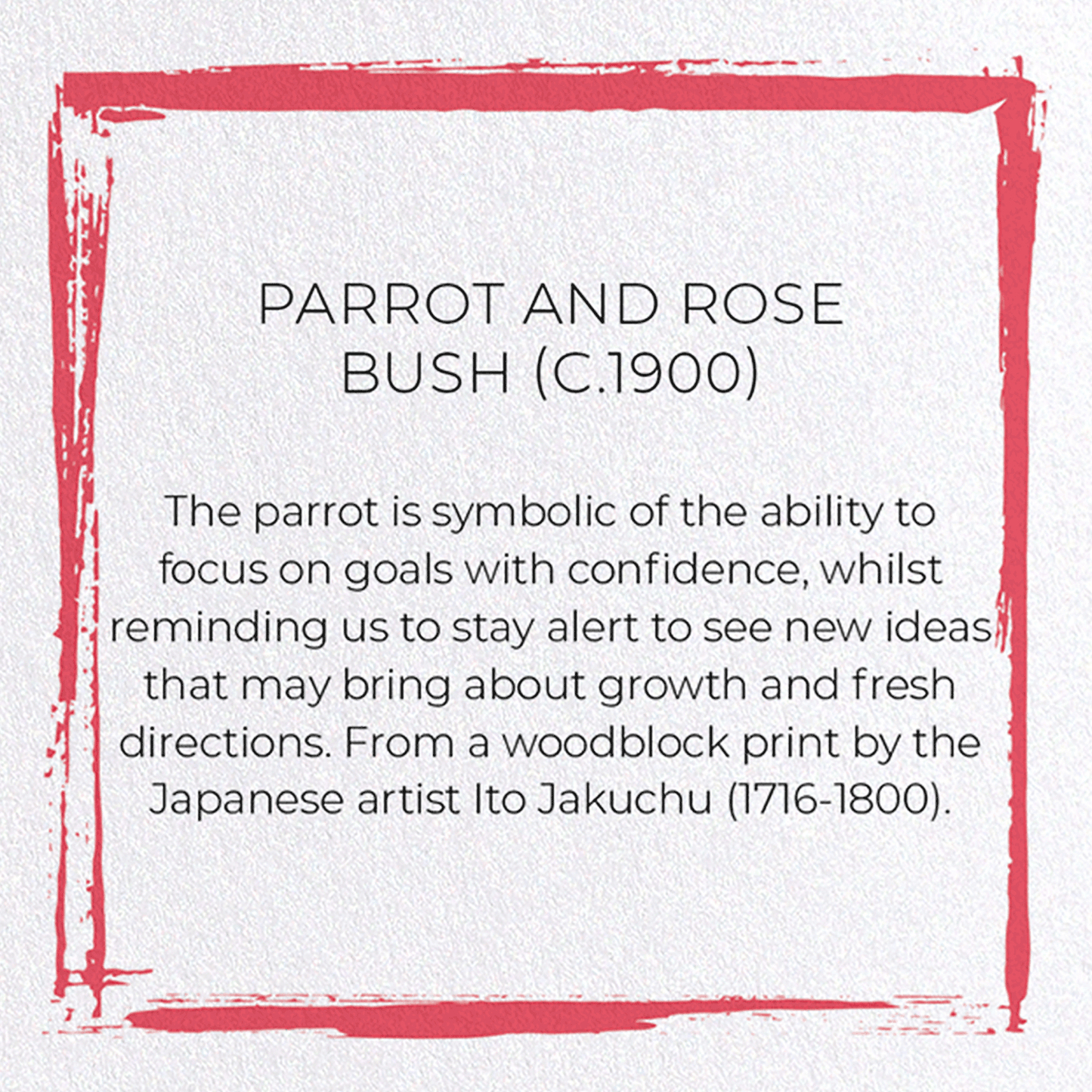 PARROT AND ROSE BUSH (C.1900): Japanese Greeting Card