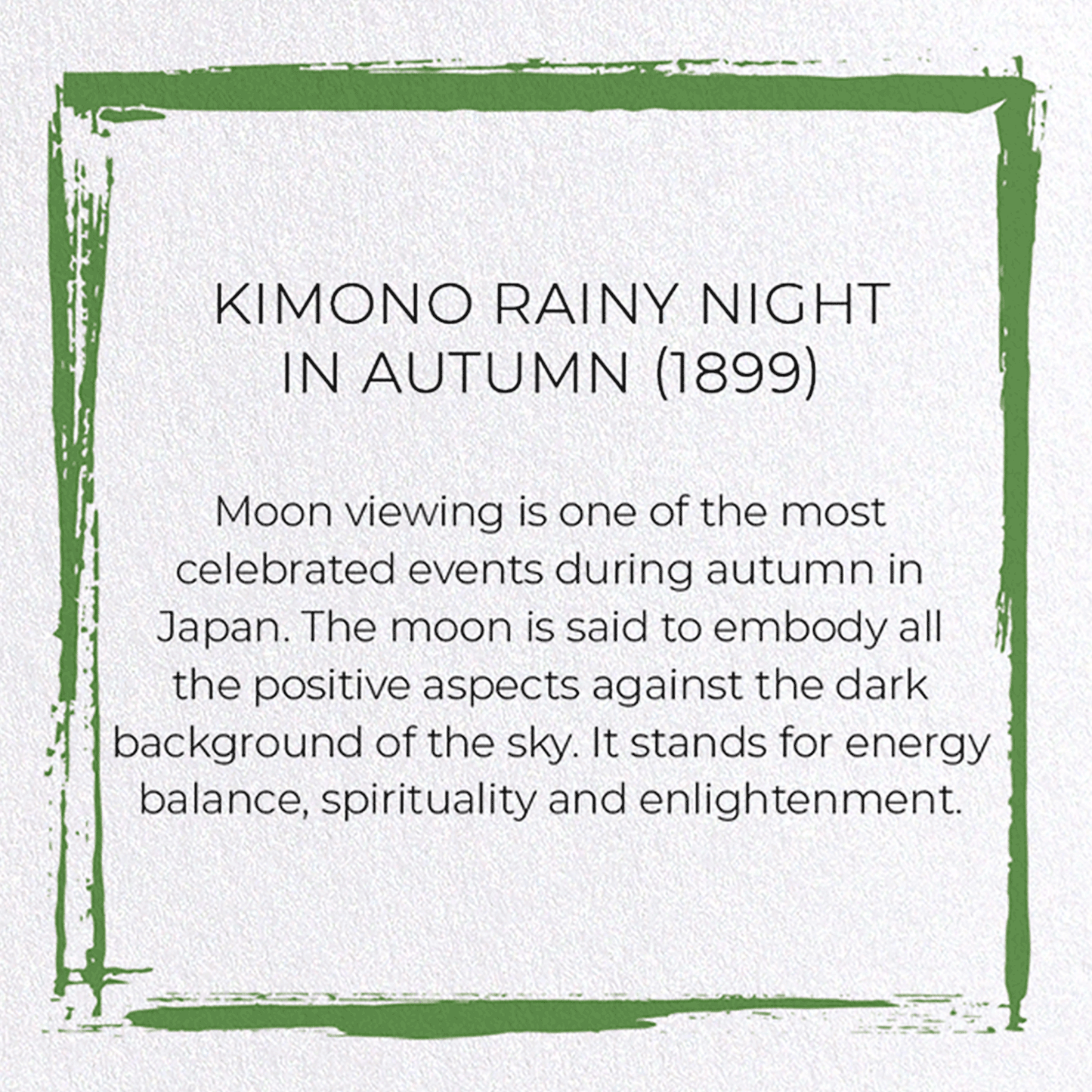 KIMONO RAINY NIGHT IN AUTUMN (1899): Japanese Greeting Card