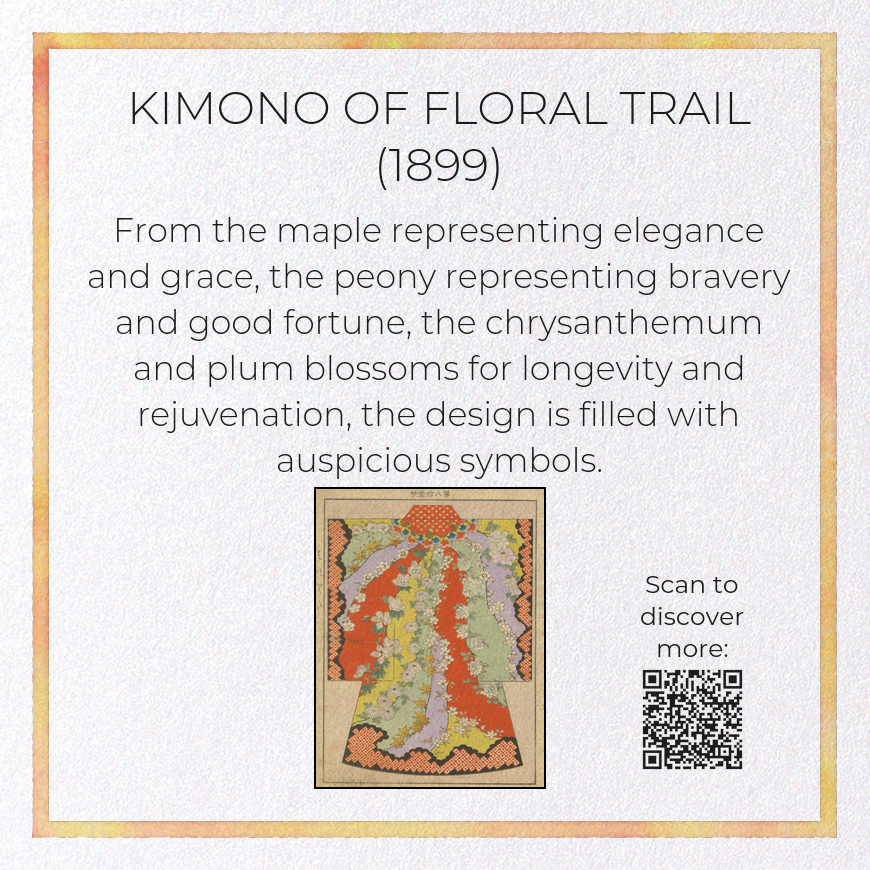 KIMONO OF FLORAL TRAIL (1899): Japanese Greeting Card