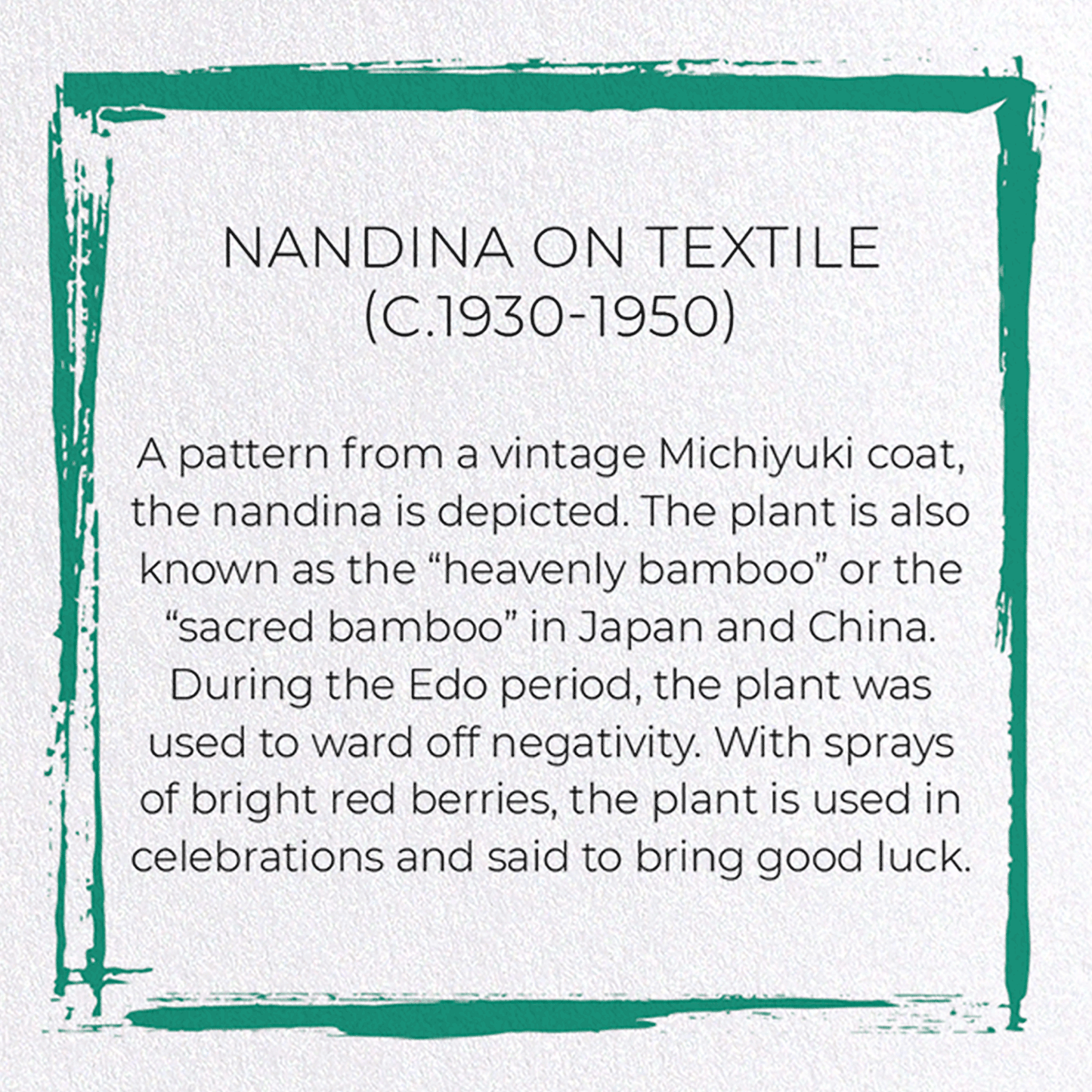 NANDINA ON TEXTILE (C.1930-1950): Japanese Greeting Card