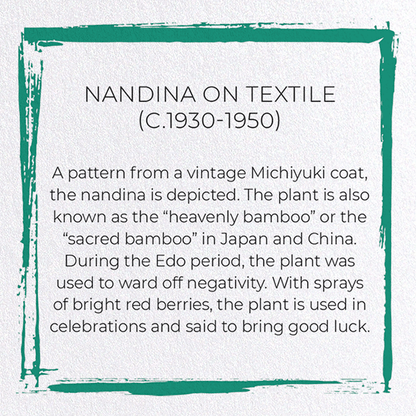 NANDINA ON TEXTILE (C.1930-1950): Japanese Greeting Card