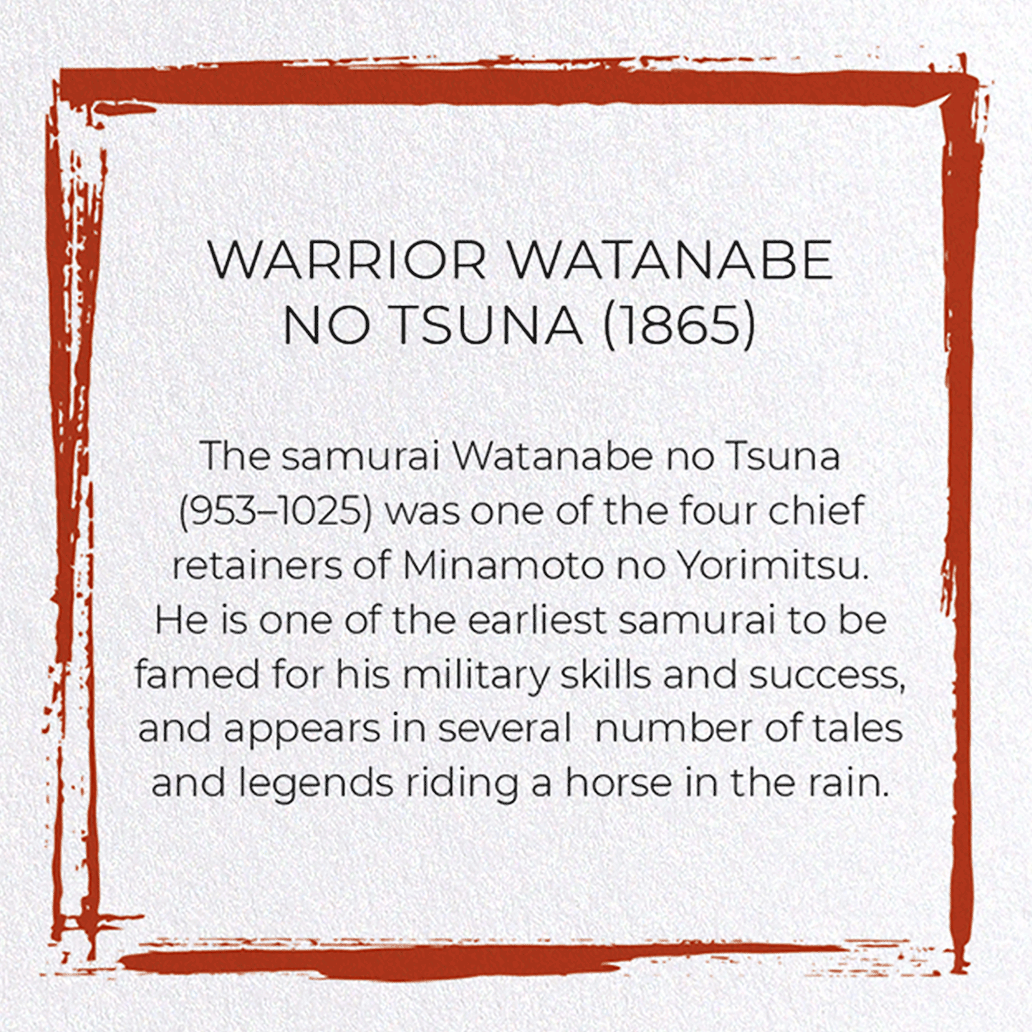 WARRIOR WATANABE NO TSUNA (1865): Japanese Greeting Card