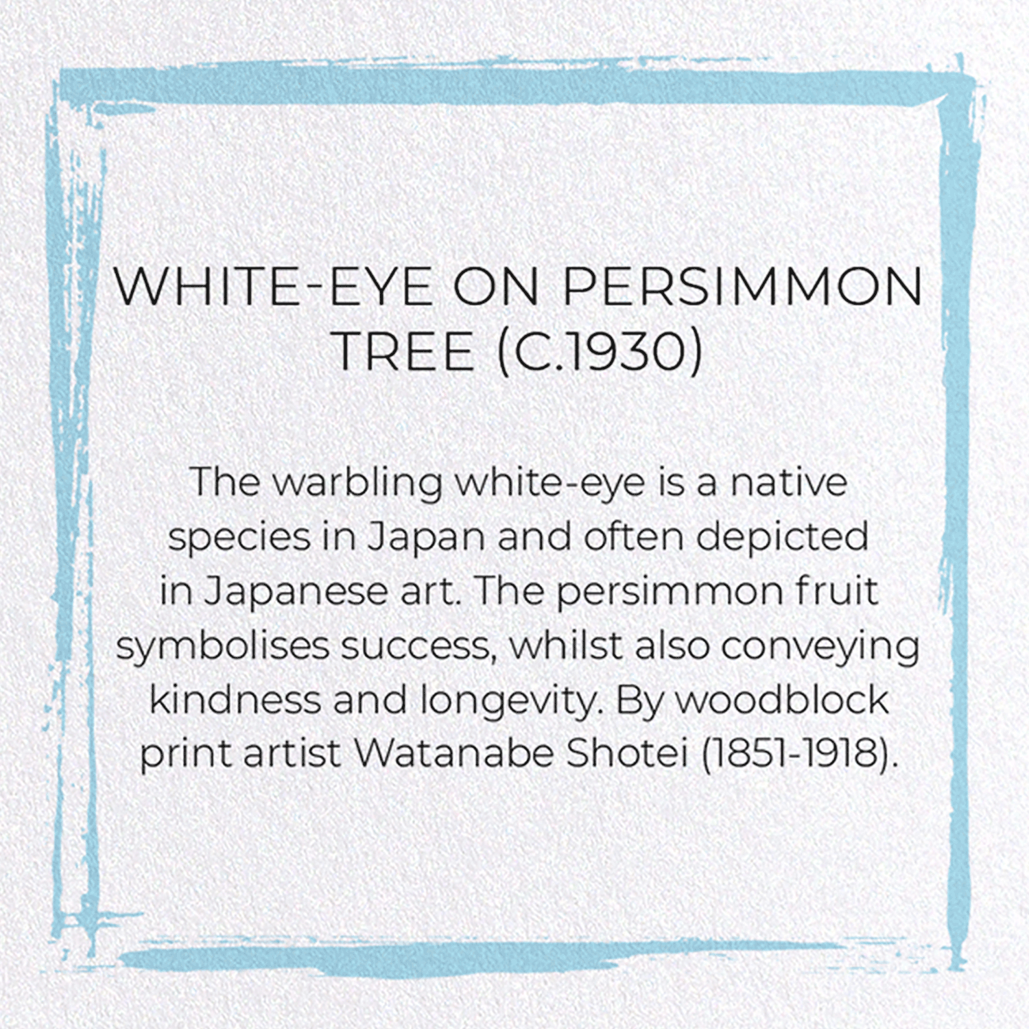 WHITE-EYE ON PERSIMMON TREE (C.1930): Japanese Greeting Card