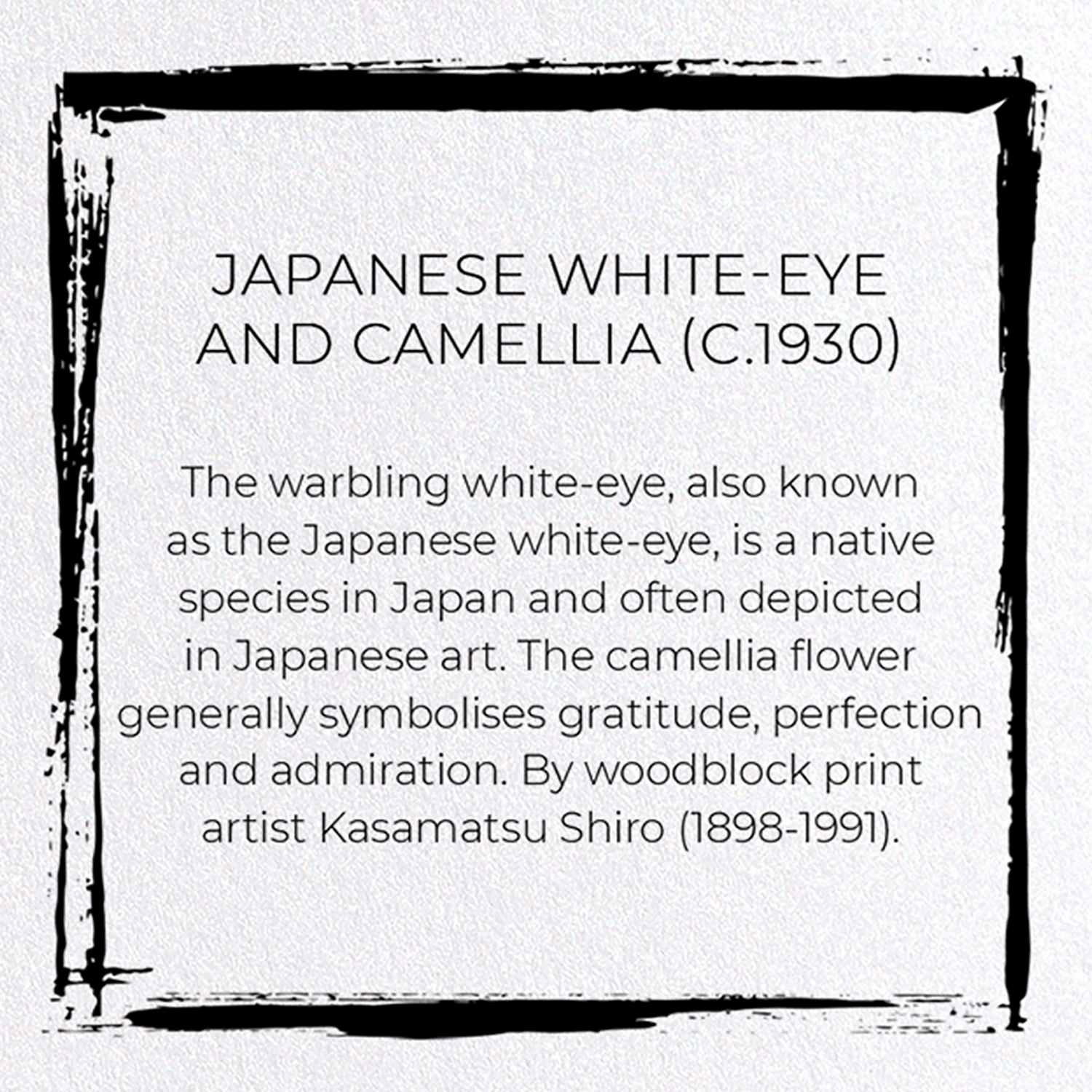 JAPANESE WHITE-EYE AND CAMELLIA (C.1930): Japanese Greeting Card