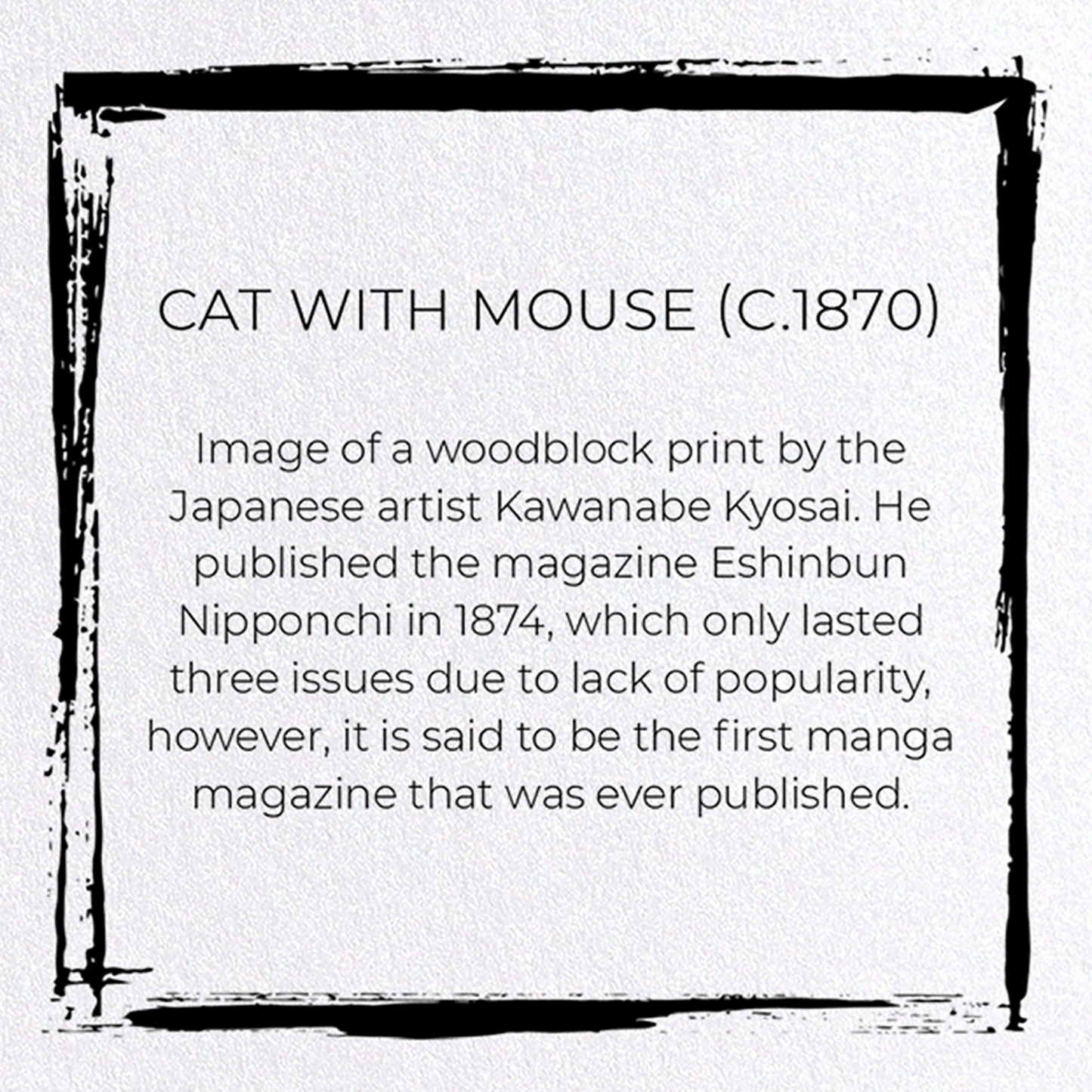 CAT WITH MOUSE (C.1870): Japanese Greeting Card