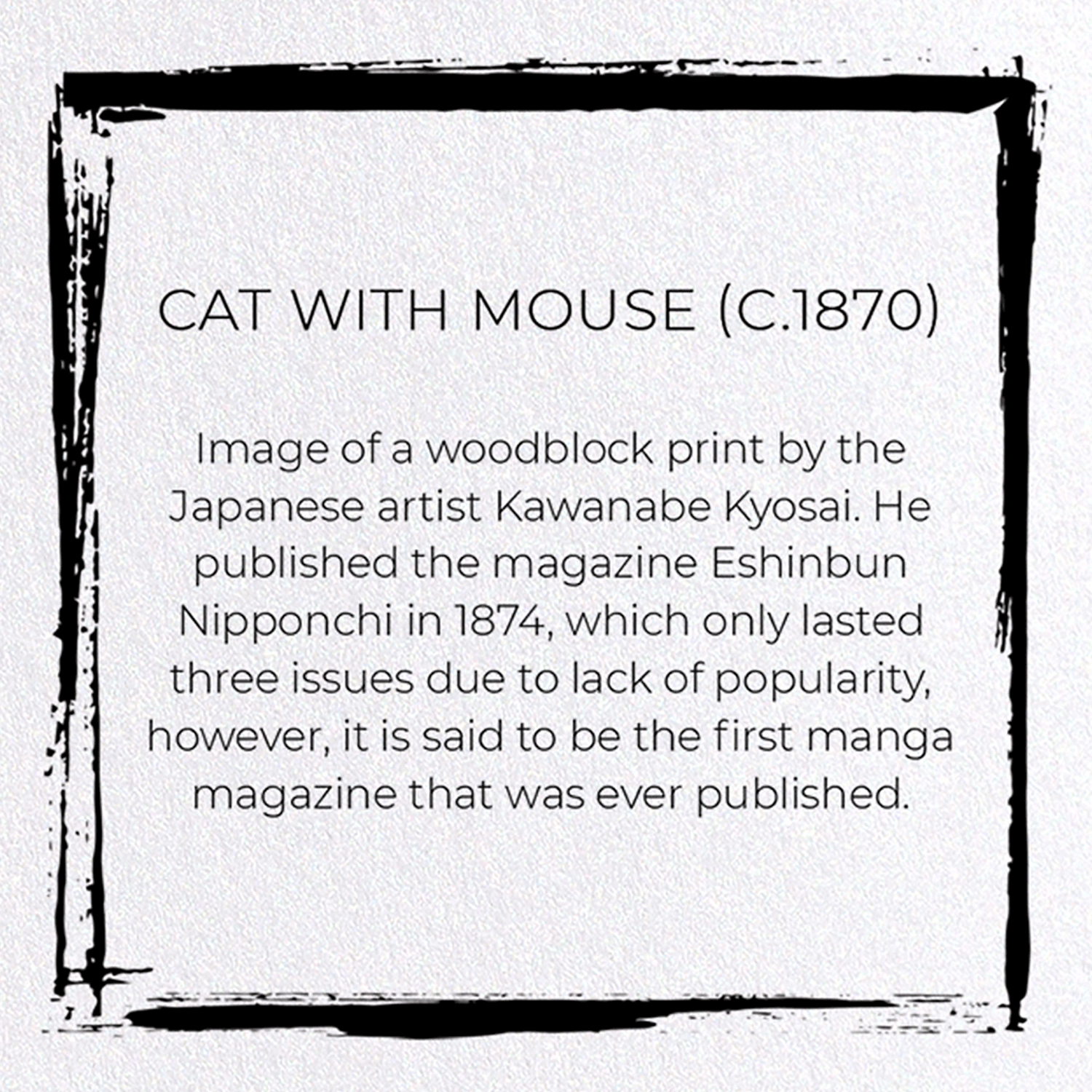 CAT WITH MOUSE (C.1870): Japanese Greeting Card