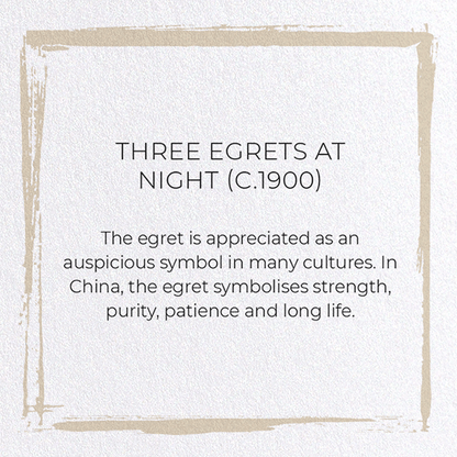 THREE EGRETS AT NIGHT (C.1900): Japanese Greeting Card