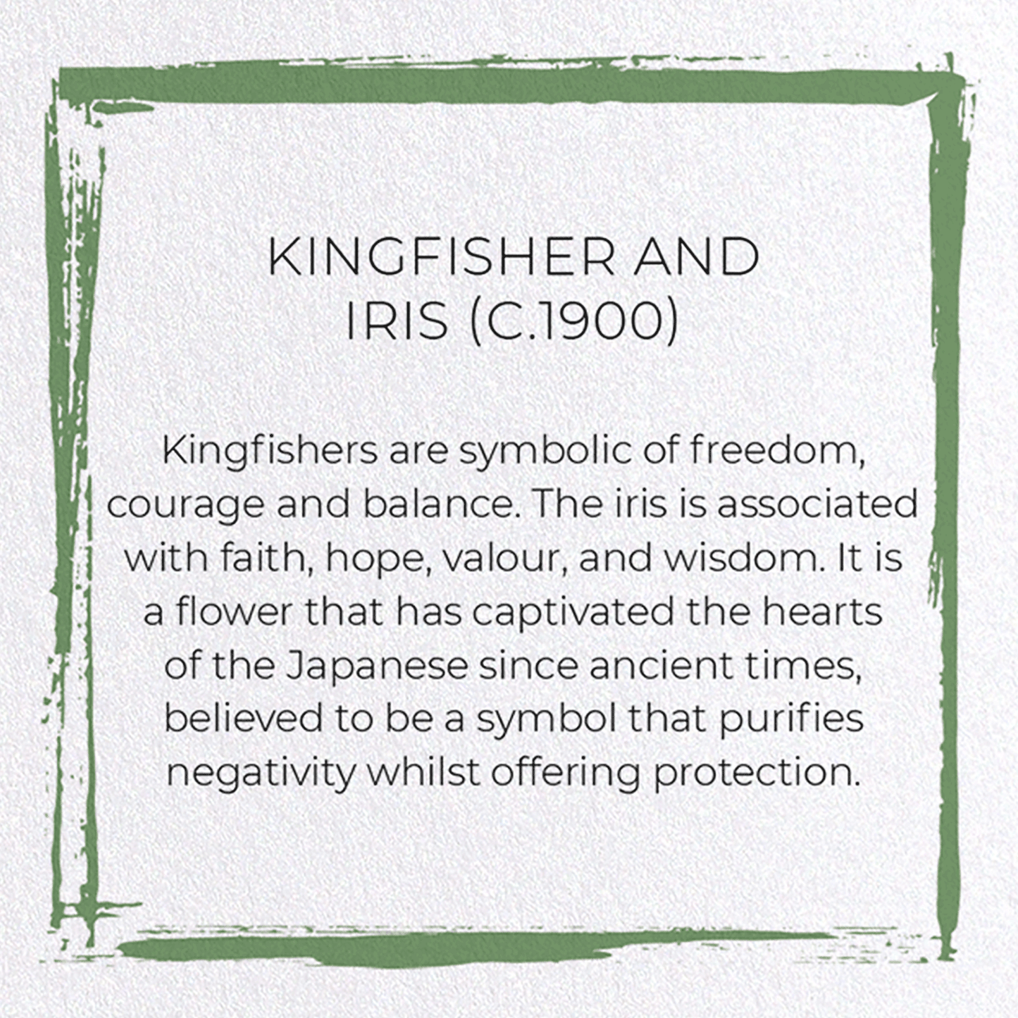 KINGFISHER AND IRIS (C.1900): Japanese Greeting Card