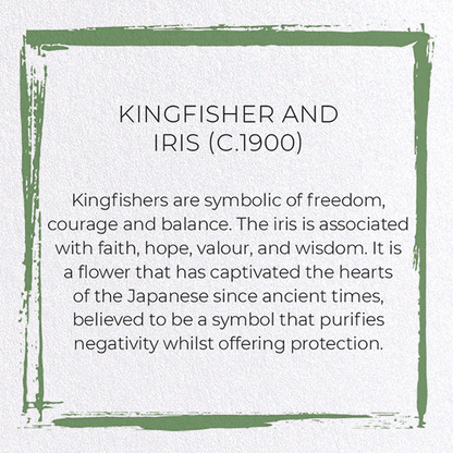 KINGFISHER AND IRIS (C.1900): Japanese Greeting Card