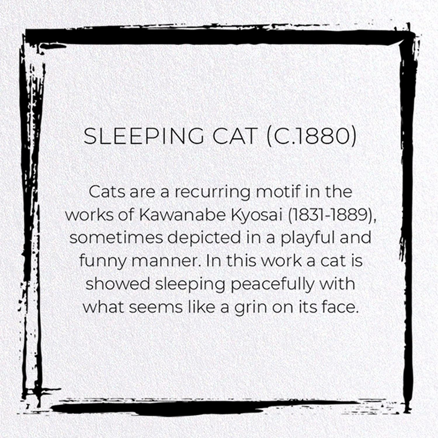 SLEEPING CAT (C.1880): Japanese Greeting Card