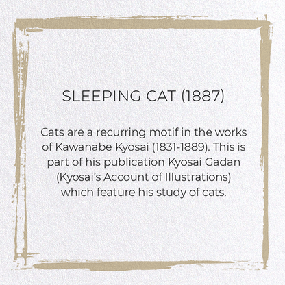 SLEEPING CAT (1887): Japanese Greeting Card