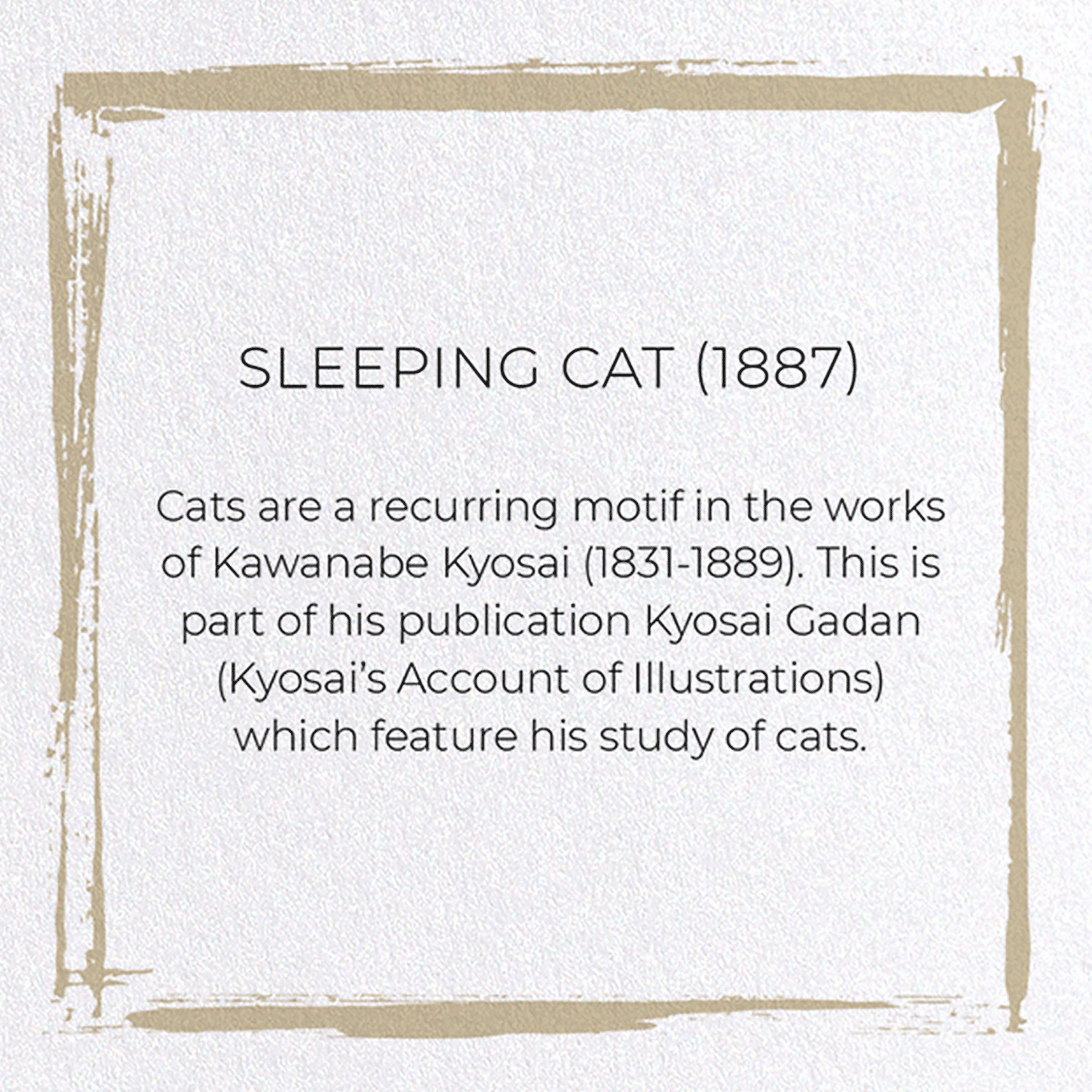 SLEEPING CAT (1887): Japanese Greeting Card