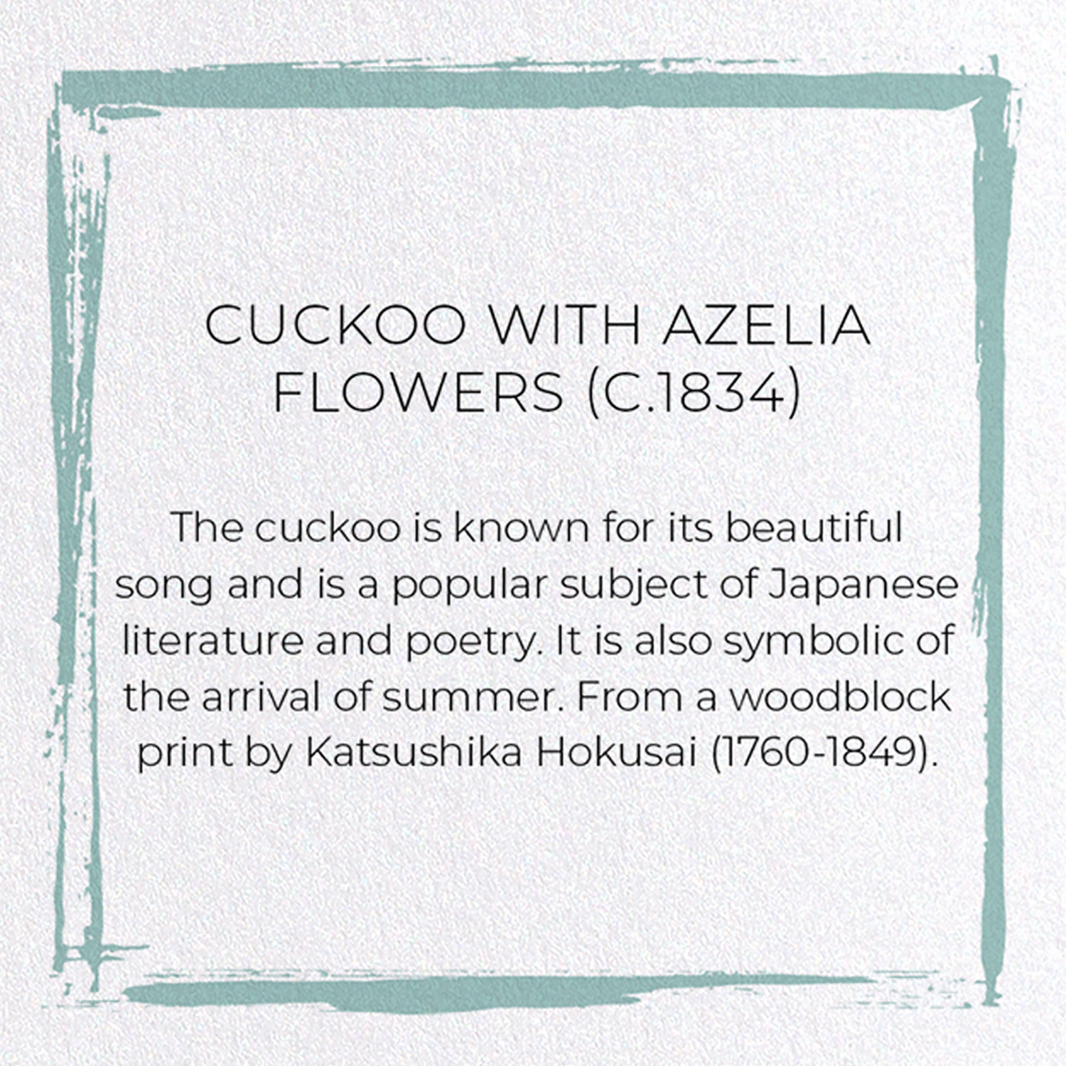 CUCKOO WITH AZELIA FLOWERS (C.1834): Japanese Greeting Card