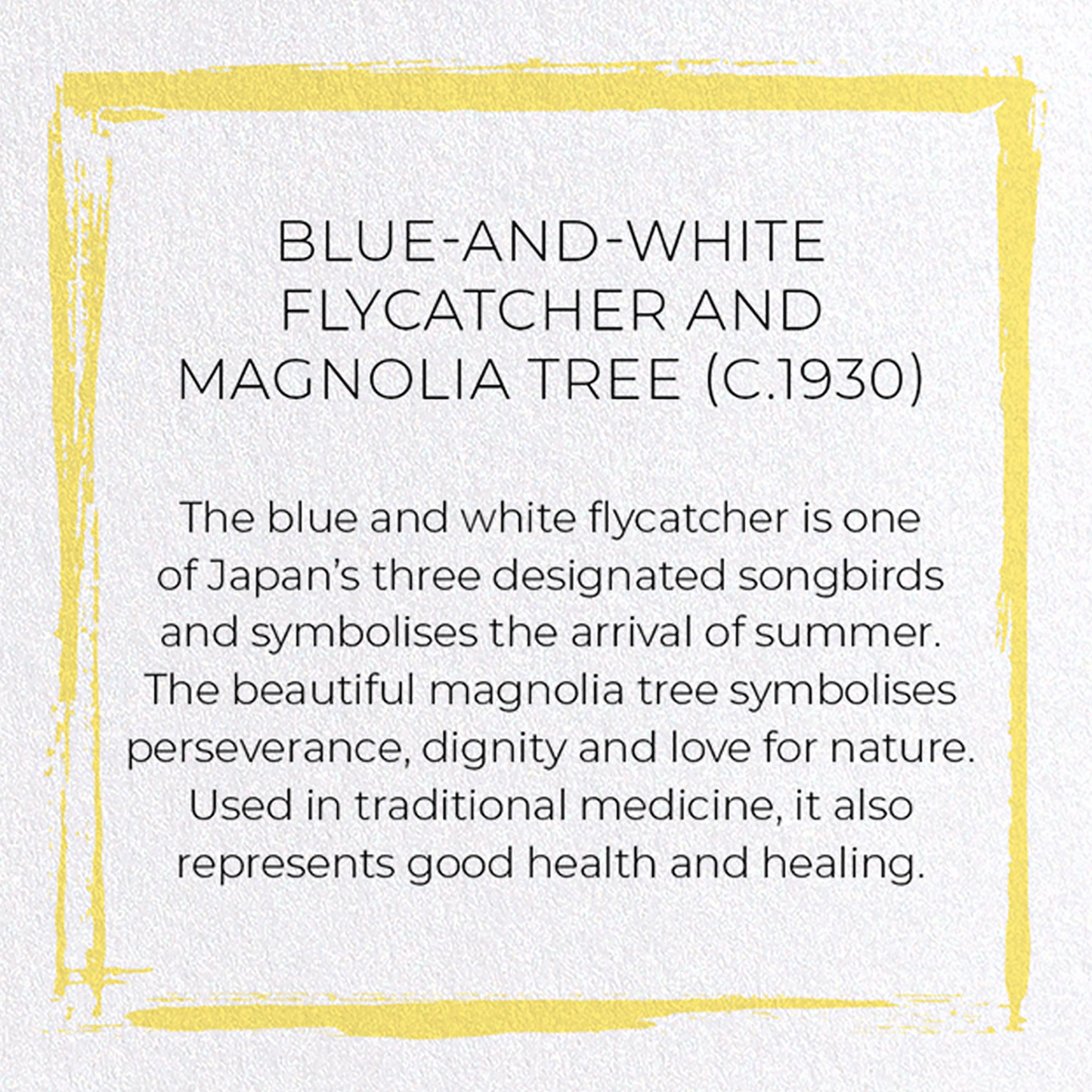 BLUE-AND-WHITE FLYCATCHER AND MAGNOLIA TREE (C.1930): Japanese Greeting Card