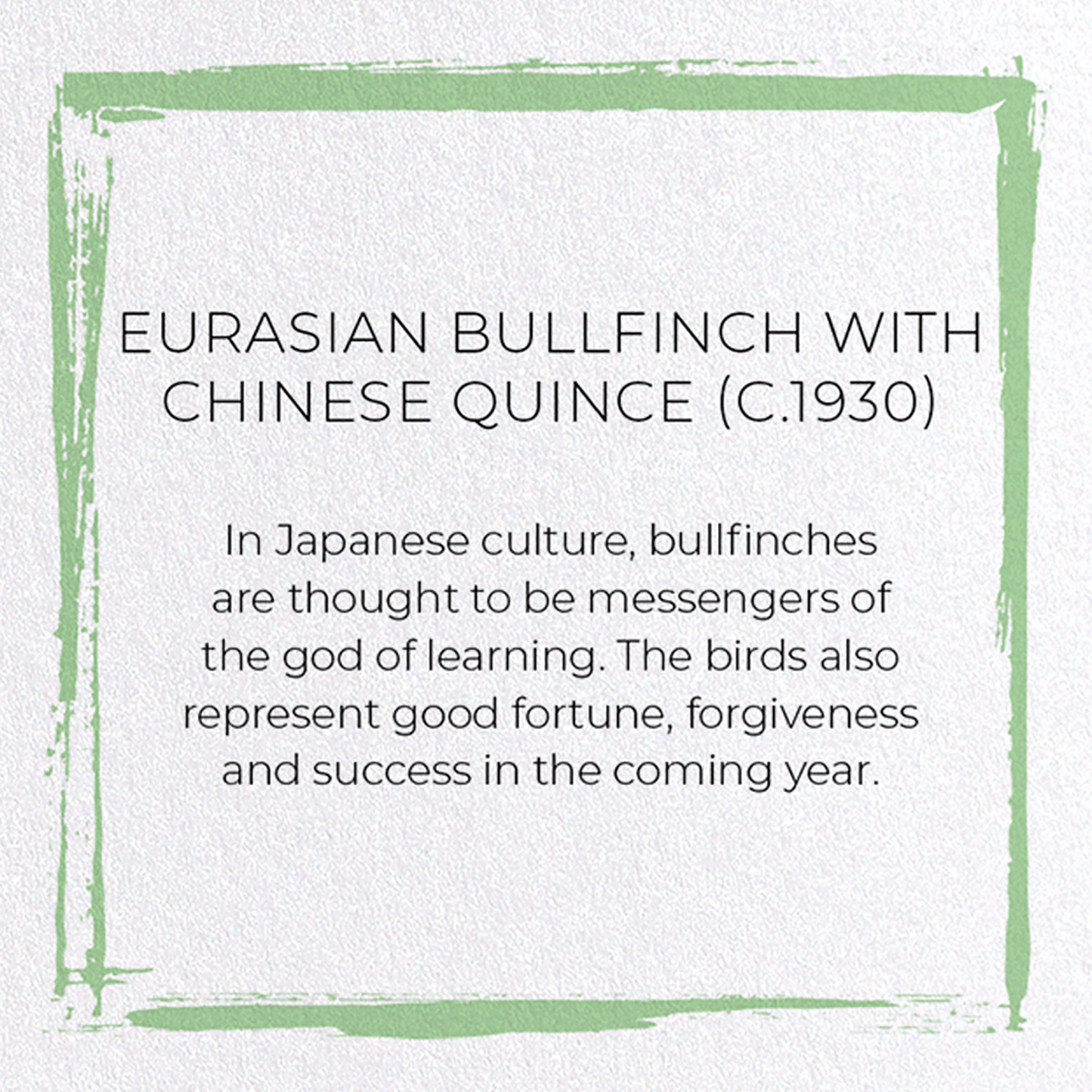 EURASIAN BULLFINCH WITH CHINESE QUINCE (C.1930): Japanese Greeting Card
