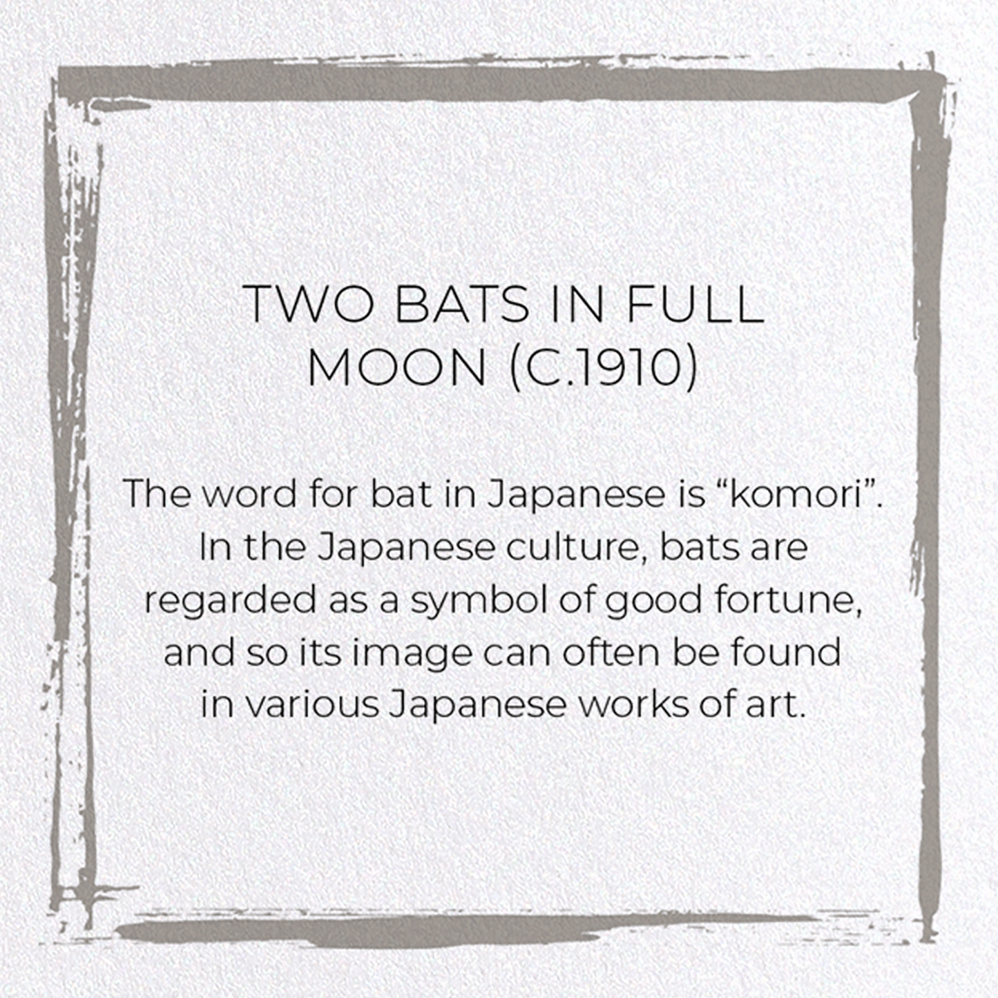 TWO BATS IN FULL MOON (C.1910): Japanese Greeting Card