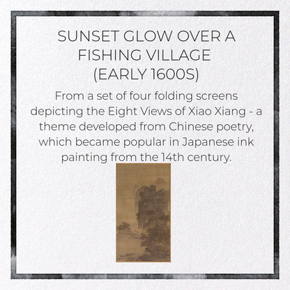 SUNSET GLOW OVER A FISHING VILLAGE (EARLY 1600S): Japanese Greeting Card