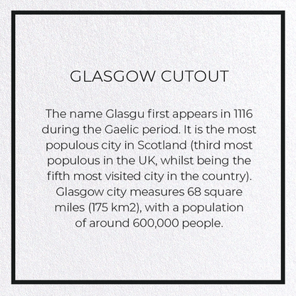 GLASGOW CUTOUT: Map Cutout Greeting Card