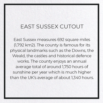 EAST SUSSEX CUTOUT: Map Cutout Greeting Card