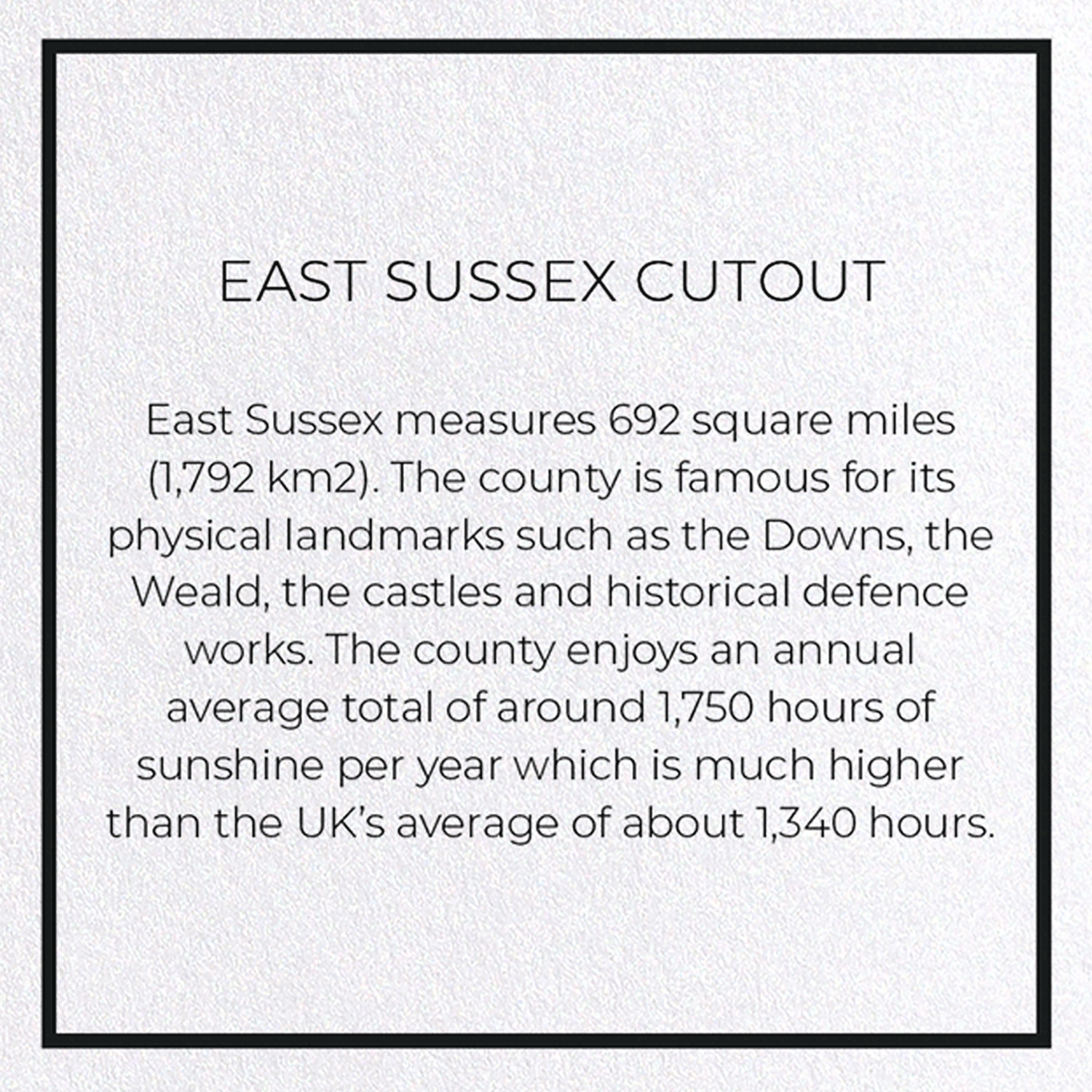 EAST SUSSEX CUTOUT: Map Cutout Greeting Card