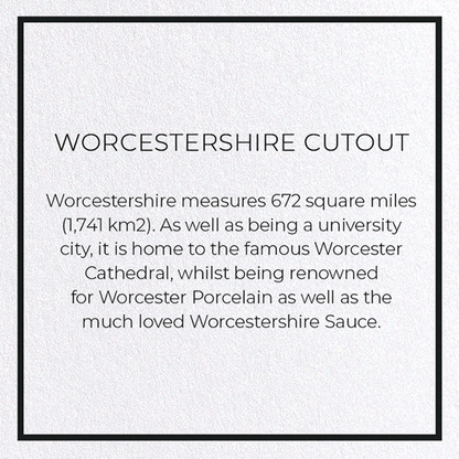 WORCESTERSHIRE CUTOUT: Map Cutout Greeting Card