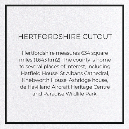 HERTFORDSHIRE CUTOUT: Map Cutout Greeting Card