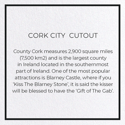 CORK CITY  CUTOUT: Map Cutout Greeting Card