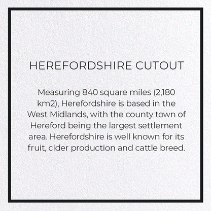 HEREFORDSHIRE CUTOUT: Map Cutout Greeting Card