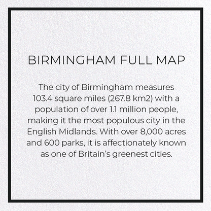 BIRMINGHAM FULL MAP: Map Full Greeting Card