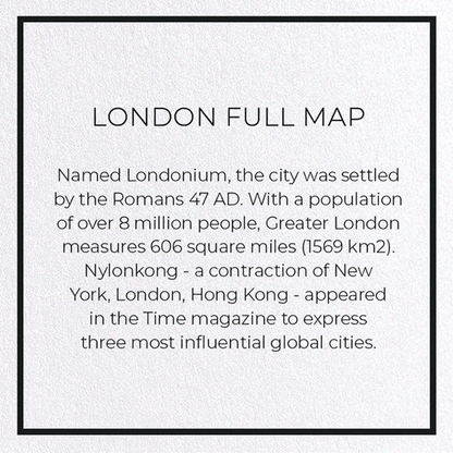 LONDON FULL MAP: Map Full Greeting Card