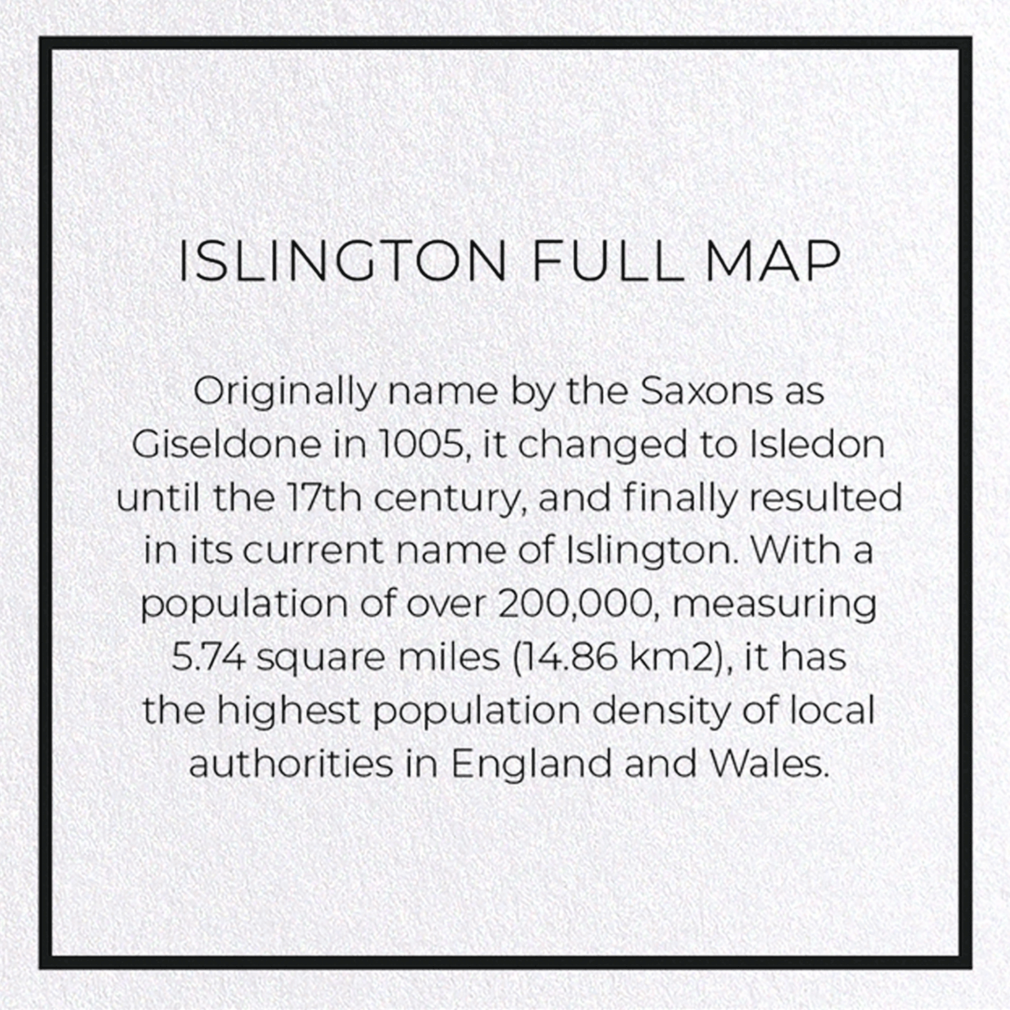 ISLINGTON FULL MAP: Map Full Greeting Card