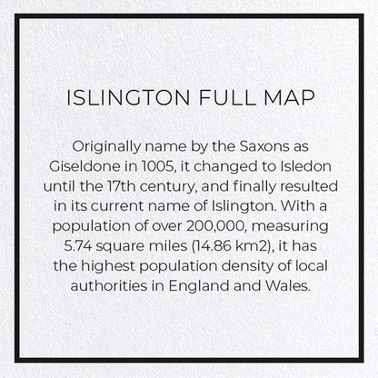 ISLINGTON FULL MAP: Map Full Greeting Card