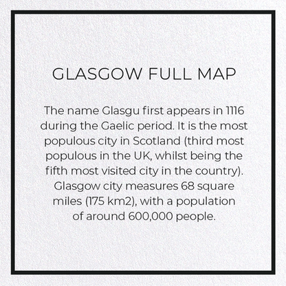 GLASGOW FULL MAP: Map Full Greeting Card