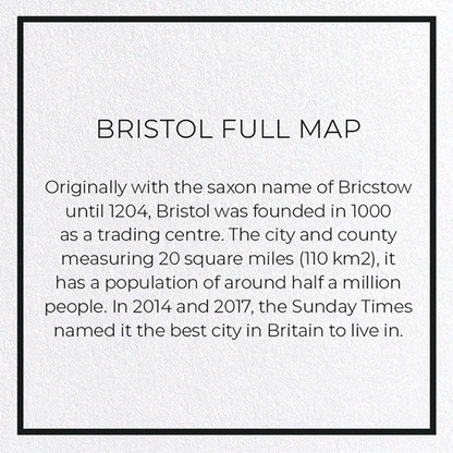 BRISTOL FULL MAP: Map Full Greeting Card