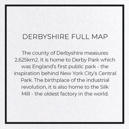 DERBYSHIRE FULL MAP: Map Full Greeting Card
