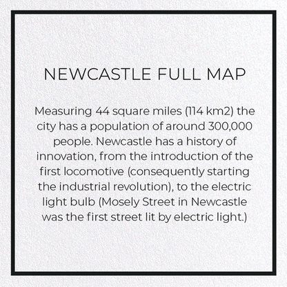 NEWCASTLE FULL MAP: Map Full Greeting Card