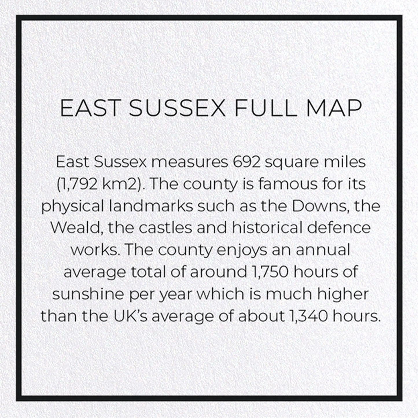 EAST SUSSEX FULL MAP: Map Full Greeting Card
