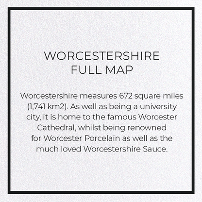 WORCESTERSHIRE FULL MAP: Map Full Greeting Card